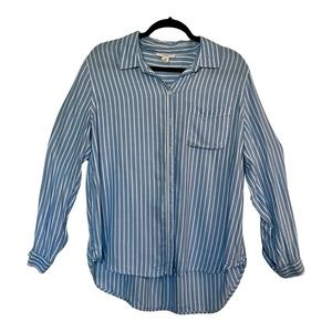 Beachlunchlounge Women’s Long Sleeve Collared Button Up Schaffer Cece Blue Large